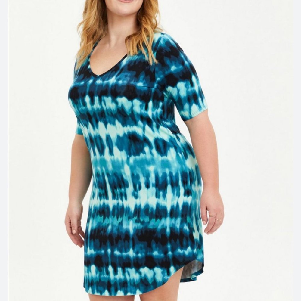 Blue Tie-Dye Women's Dress